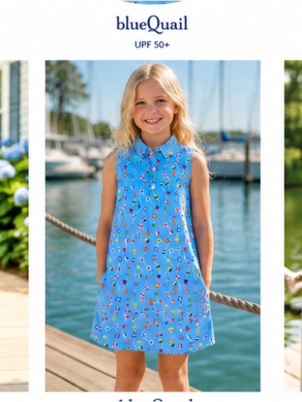 Blue Quail Girl Sleeveless Nautical Flags Dress